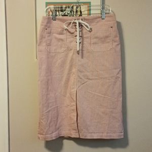 Red and white striped skirt